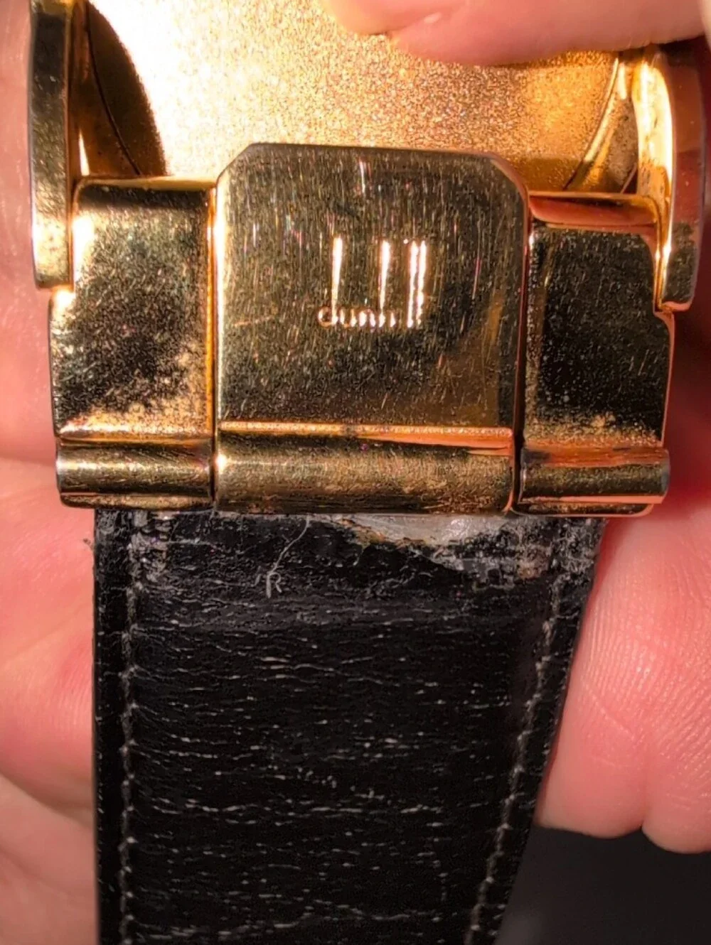 Vintage Dunhill Black Leather Belt  Unisex